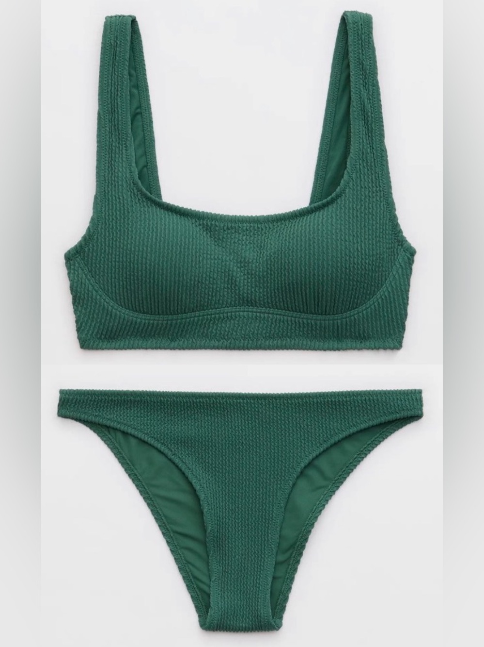 NWT Aerie FULL SET Crinkle Seamed Longline Padded Top + Cheeky Bottom - Size L